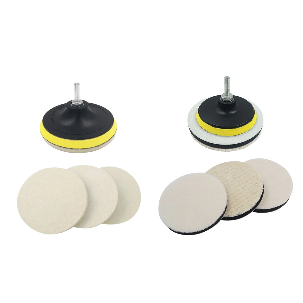 NEW-3Pcs 5Inch Wool Polishing Buffing Pad Bonnets And Backing Pad With Drill Adapter Kit For Polishing Auto Car Glass Plastic Me