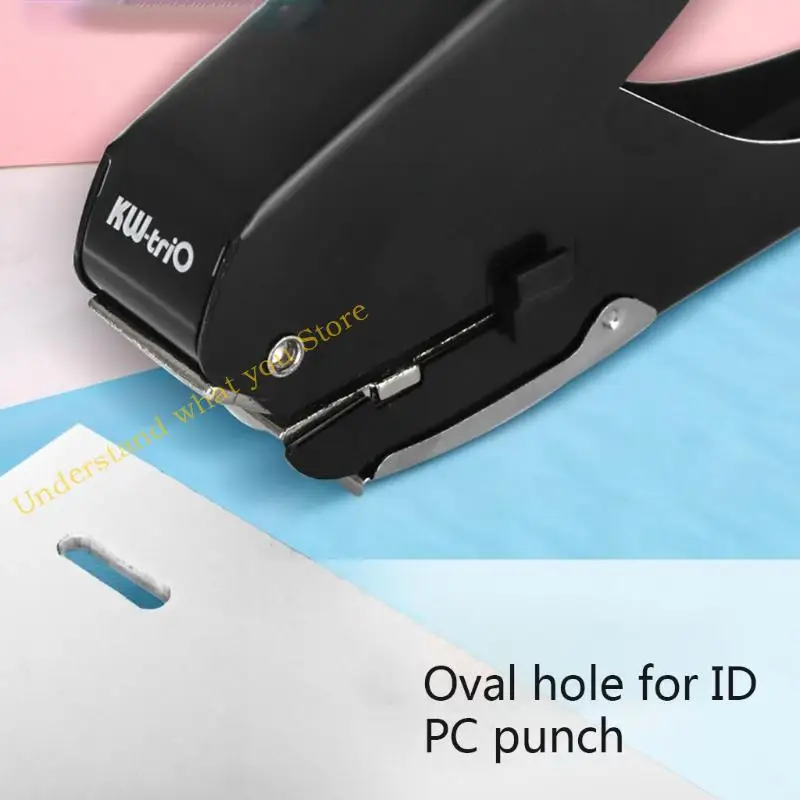 J60A Multifunctional Single Hole Oval Hole Puncher Paper Capacity 10 Sheets with Positioning Ruler Confetti Storage Bin