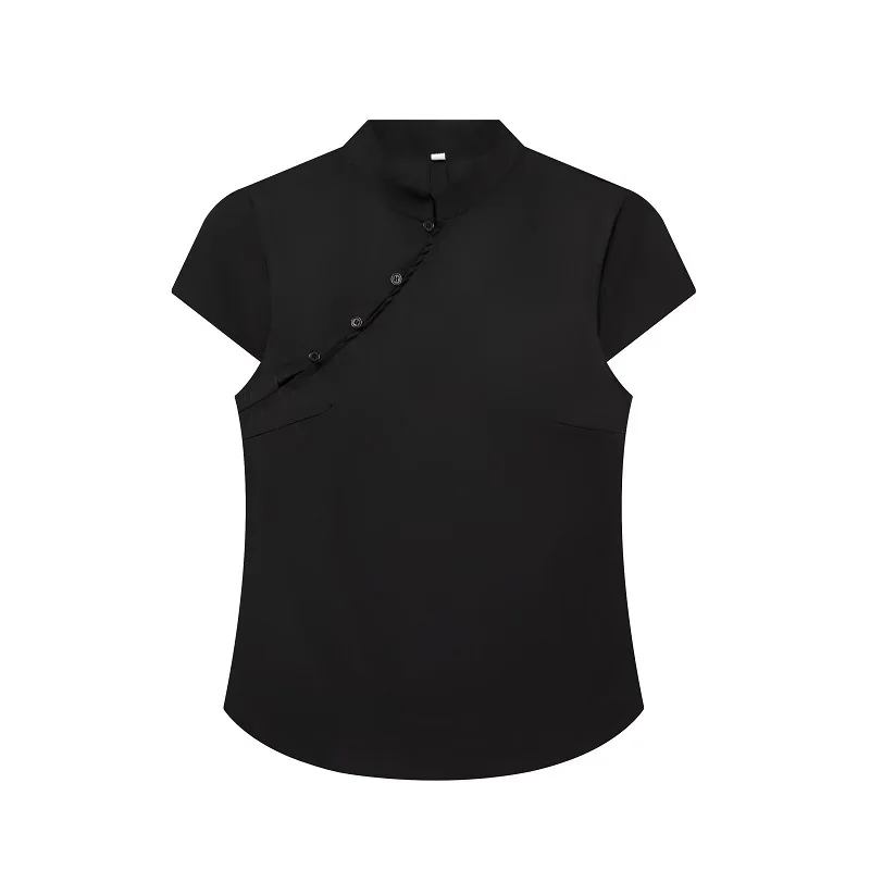 MUJER 2026 Satin-Tanktops für Damen Kurzarm Sommer Damen-Oberteile Streetwear Urlaubstop Damen Vintage-Knopfoberteil – Detail 4