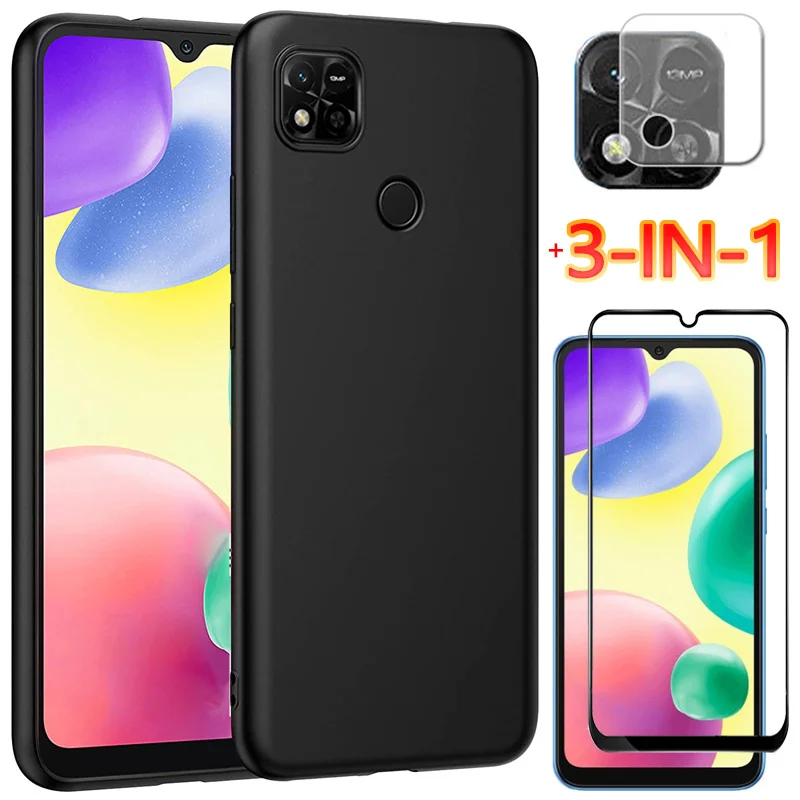 

redmi-10a case, tempered glass + tpu case for redmi 10a soft anti-shock phone cases redmi10a xiaomi redmi 10 a cover redmi 10a