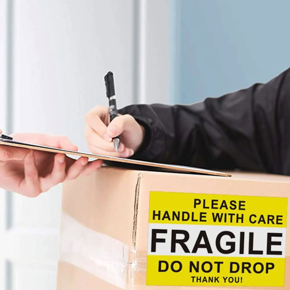 

1 Roll Fragile Stickers Yellow Warning Labels For Shipping Handle With Care Decals Moving Tape Cargo Signs File Folder Labels