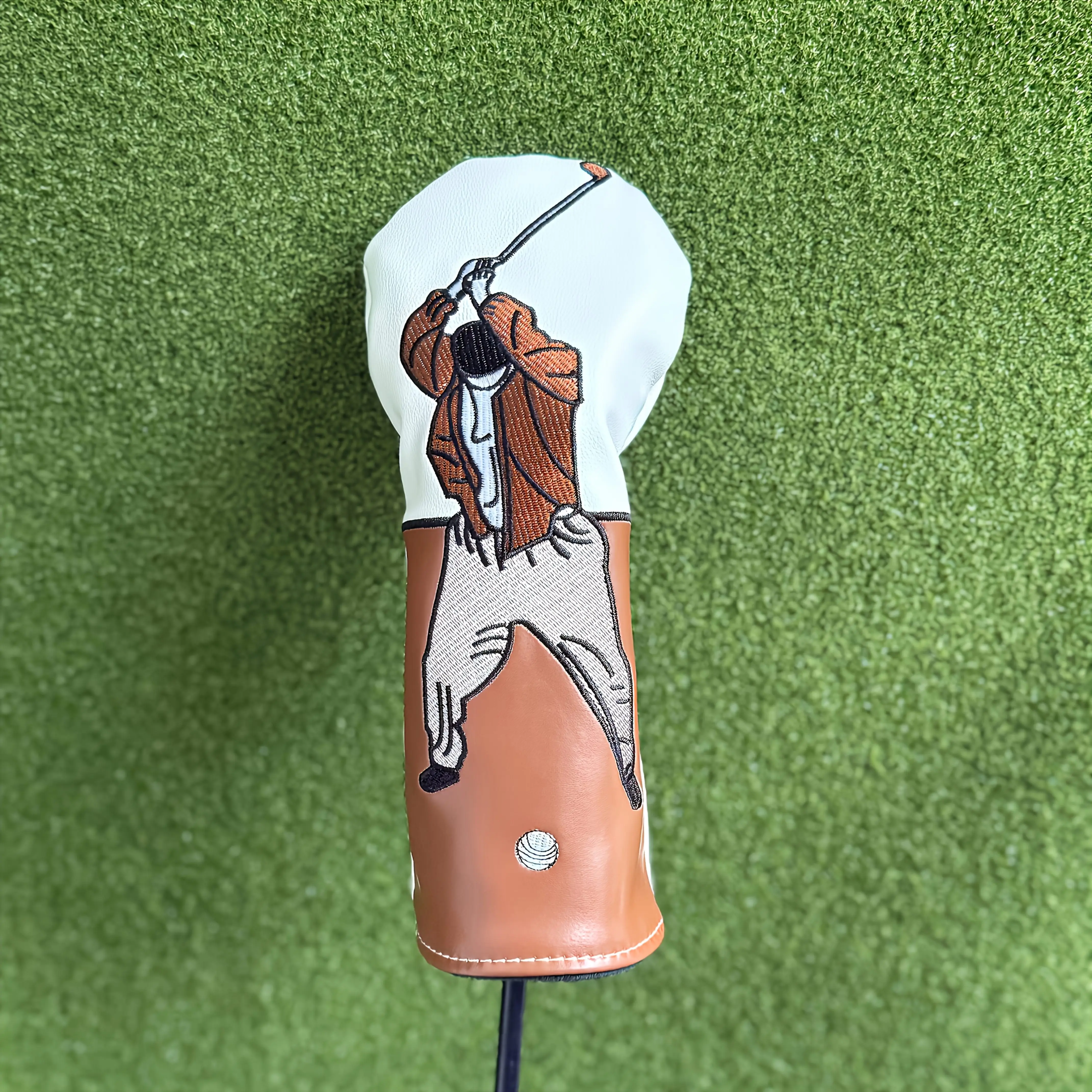 1pc capa de cabeça de golfe de alta qualidade com bordado requintado-forro de pelúcia ultra-macio, capa protetora durável do plutônio-branco, ideal