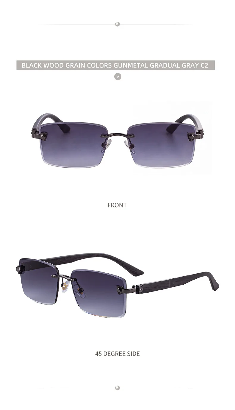 2026 Holzrahmenlose Sonnenbrille für Damen Trendige Retro UV400-Schutz Eckige Sonnenbrille für Herren Markendesign Modische Brille Dropshipping – Detail 19