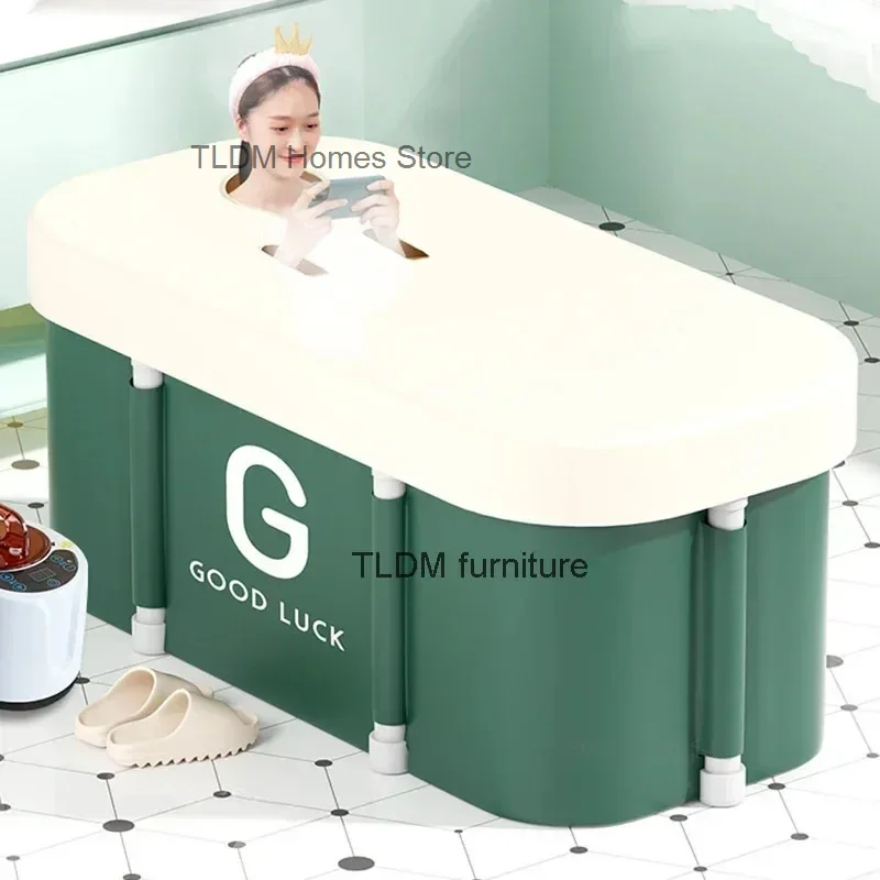 Portable Folding Bath Bucket Bathtub Large Capacity Bathroom Ice Bath Winter Shower Bathing Artifact Free Installation Bathtub Q