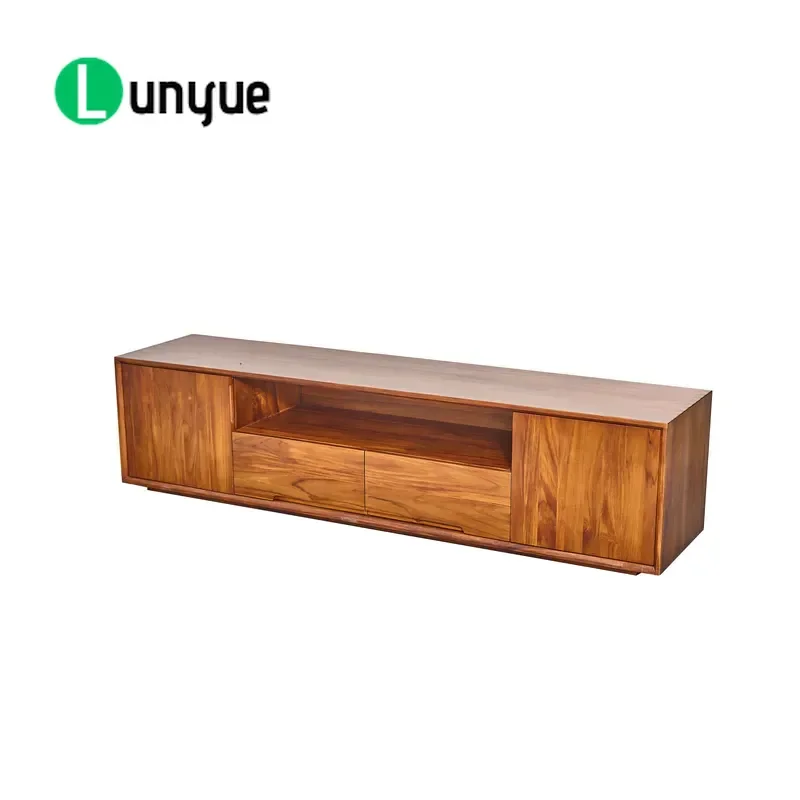 Modern Nordic Sustainable Teak TV Cabinet 2 Doors 2 Drawers Living Room Furniture Storage Console Table Eco Friendly Wood