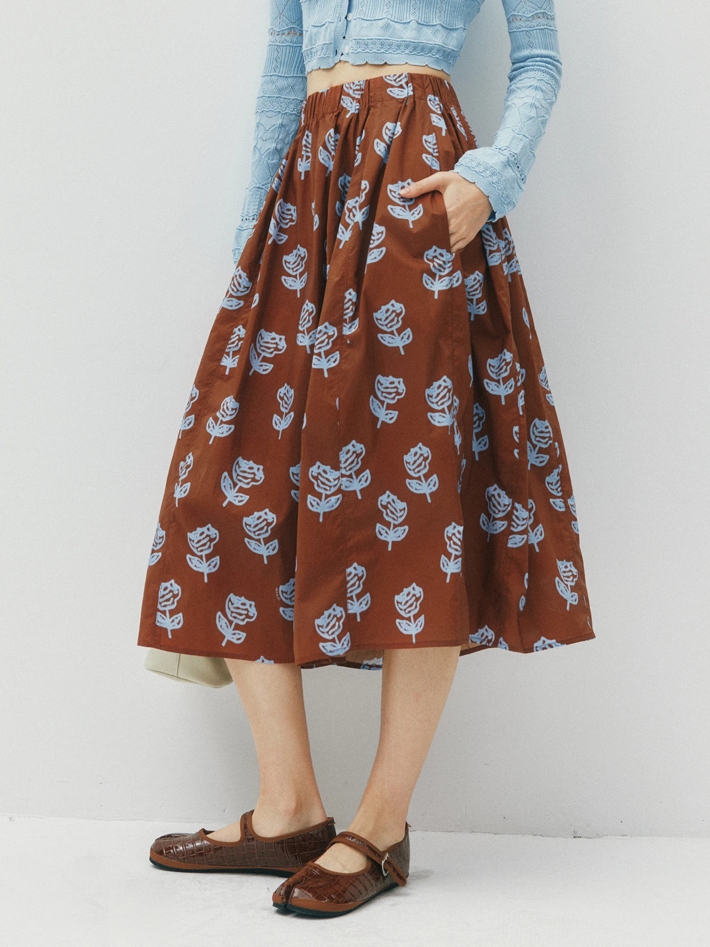 

Ультратонкая чесаная хлопковая легкая дышащая влагостойкая эластичная талия трапециевидной формы с принтом f юбка-зонтик женская юбка