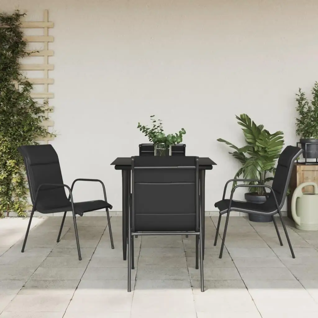 

Garden Outdoor Dining Set Black Anthracite Modern Style Dining Chairs Table Set for Outdoor Garden