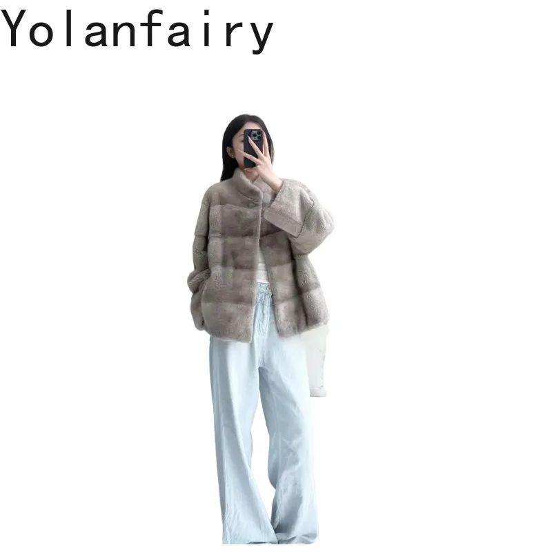 YOLANFAIRY Woman Real Luxury Velvet Coat Whole Mink Natural Fur Jacket Full Pelt Mink Coat 2026 Winter Clothes Manteau Femme