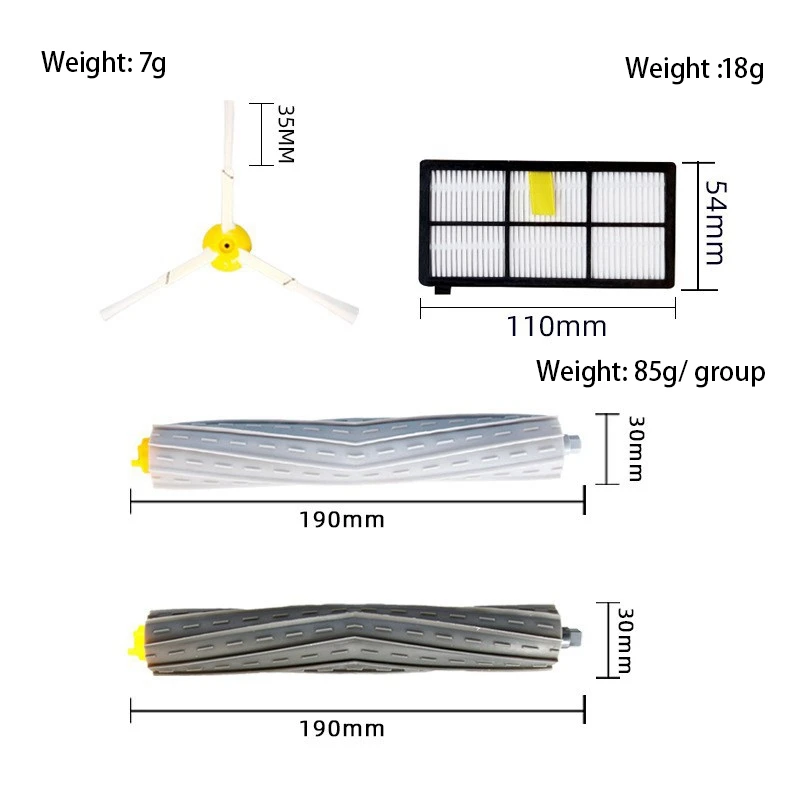 Geeignet für Irobot Kehrroboter 800 900 Serie Ersatzteile 870/871/880/980/990 Seitenbürste Rollenbürstenfilter