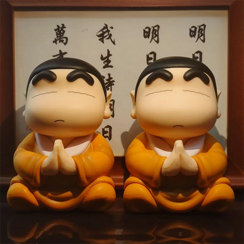 8cm Crayon Shin Chan Cos Buddha Good Luck Compassion Action Figure Funny Kawaii Doll PVC Model Toys Collection Children Gifts