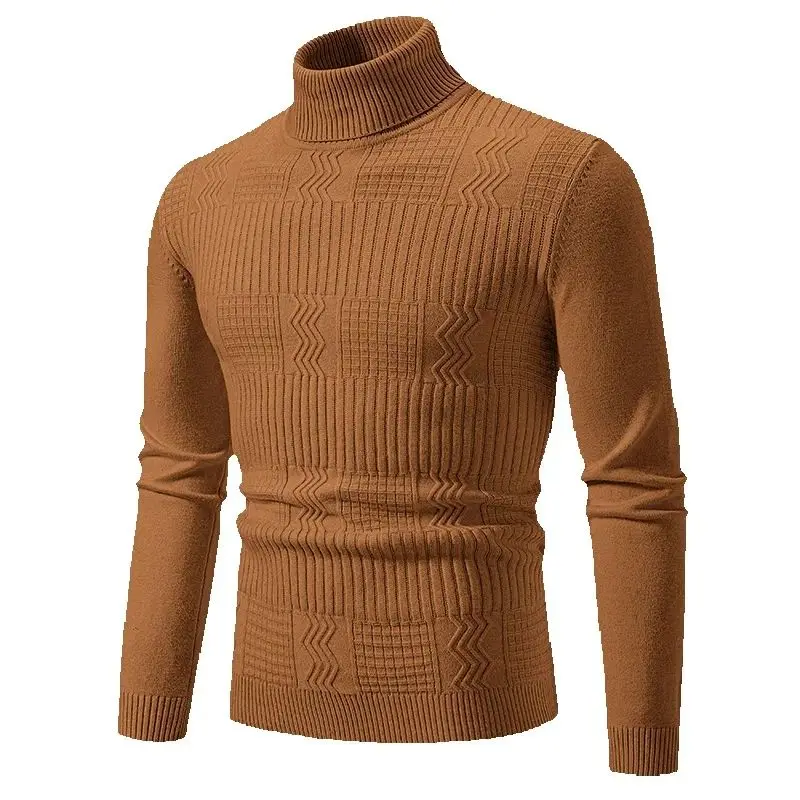 

New Autumn Winter Men's Turtleneck Sweaters Solid Color Slim Fit Knitted Pullovers Men Fashion Korean Style Casual Knit Sweater