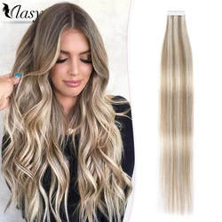 Vlasy Mini Tape in Hair Extensions Human Hair Balayage Blonde Hair Invisible Skin Weft Adhesive Non-Remy Hair Tape ins