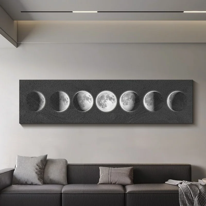 Moon Decoration Mural Sandstone Texture Painting Modern Simple and Atmospheric Bedroom Living Room Sofa Background Wall MuralLED
