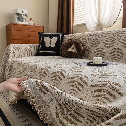 Retro French Style Light Luxury Universal Sofa Cover Non-Slip All-Season High-Quality Fabric Slipcover Anti-Cat for Home Decor