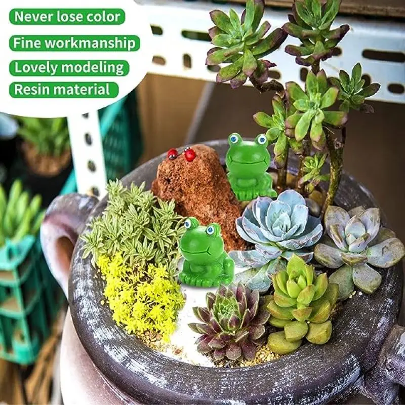 Minirana de plástico para decoración de jardín, figuritas de rana verde en miniatura para decoración del hogar, 50 piezas