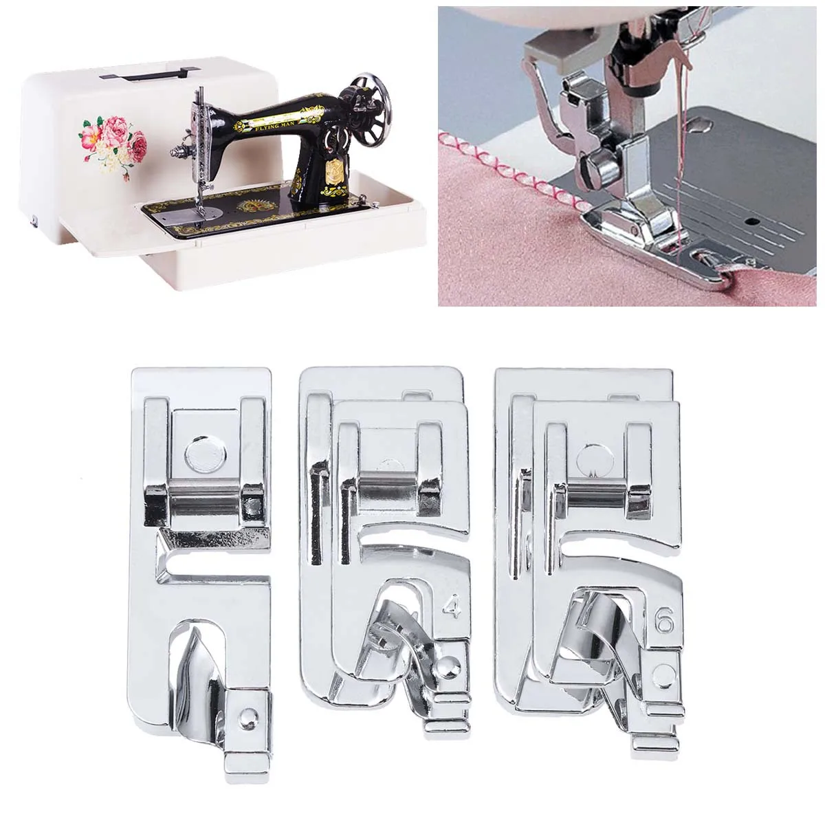 3 قطعة ماكينة خياطة قطعة قدم الضغط في ماكينة الخياطة توالت متعددة الاستخدام خفيفة الوزن النسيج الملابس طقم تصليح الخياطة الملحقات #4