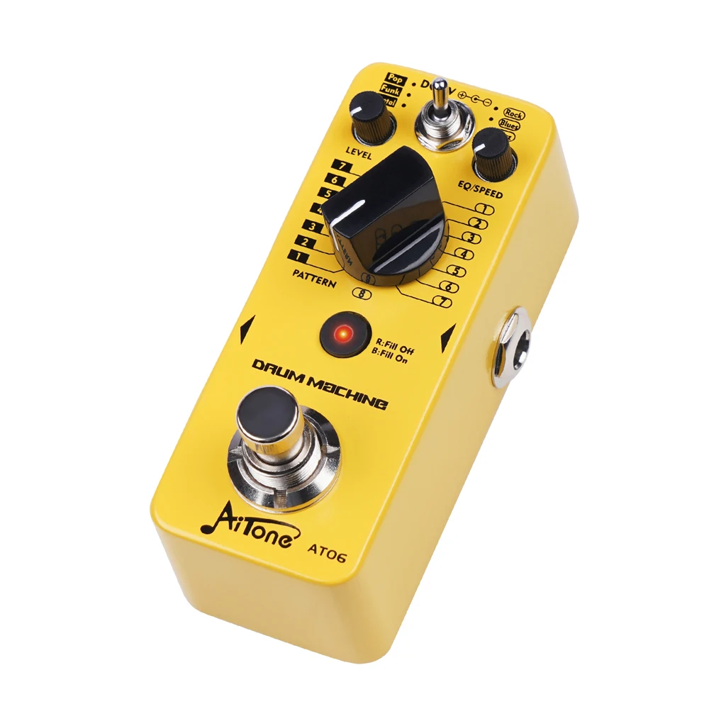 JOYO AITONE Series AT-06 Drum Machine Pedal 8 Real-Sampled Grooves 6 Music Genres Dual EQ Presets Electric Guitar Effects Pedal