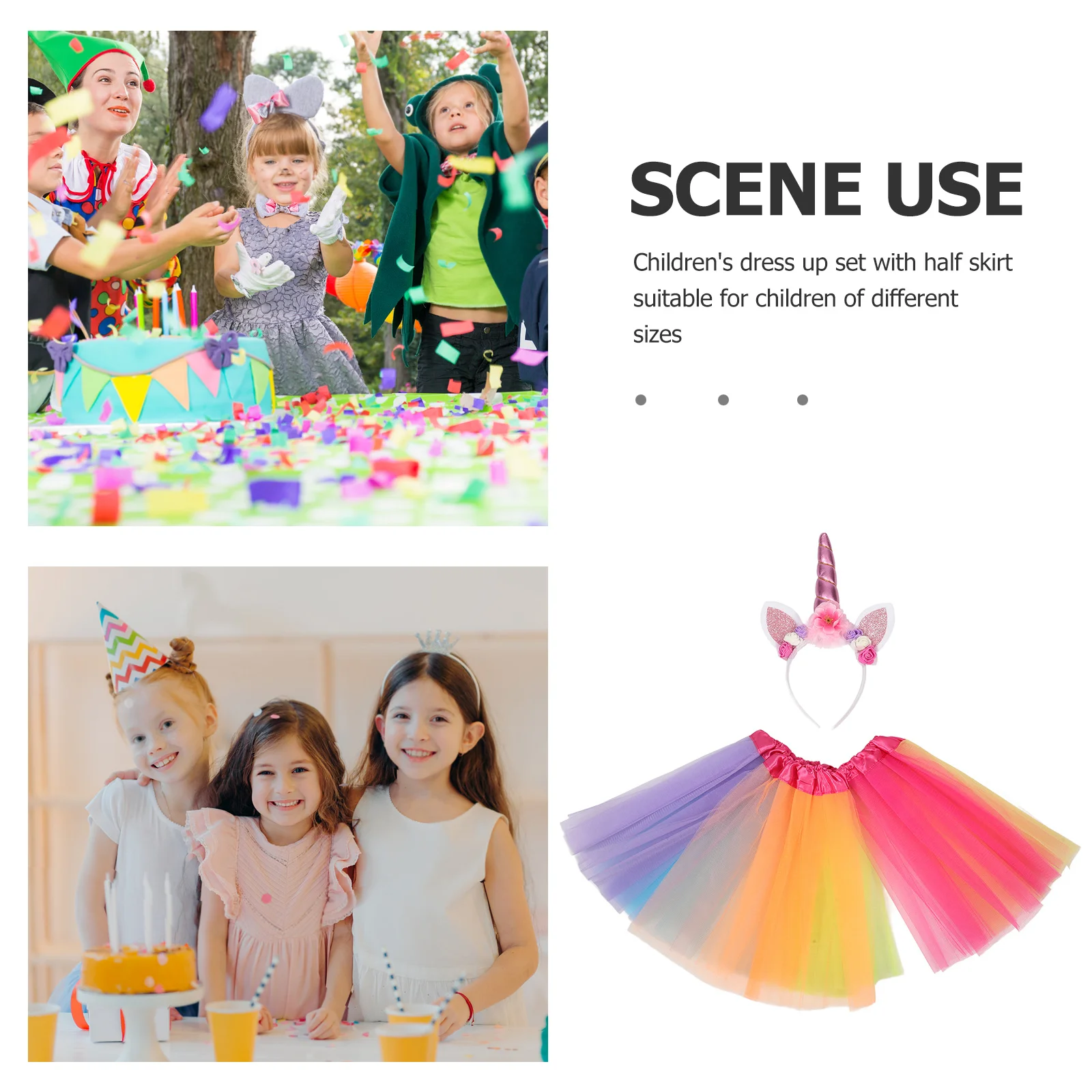 

1 комплект, повязка на голову с единорогом, комплект юбки, фестивальная вечеринка, регулируемая тюлевая юбка, милая повязка для волос с единорогом, костюмная вечерние повязка для волос