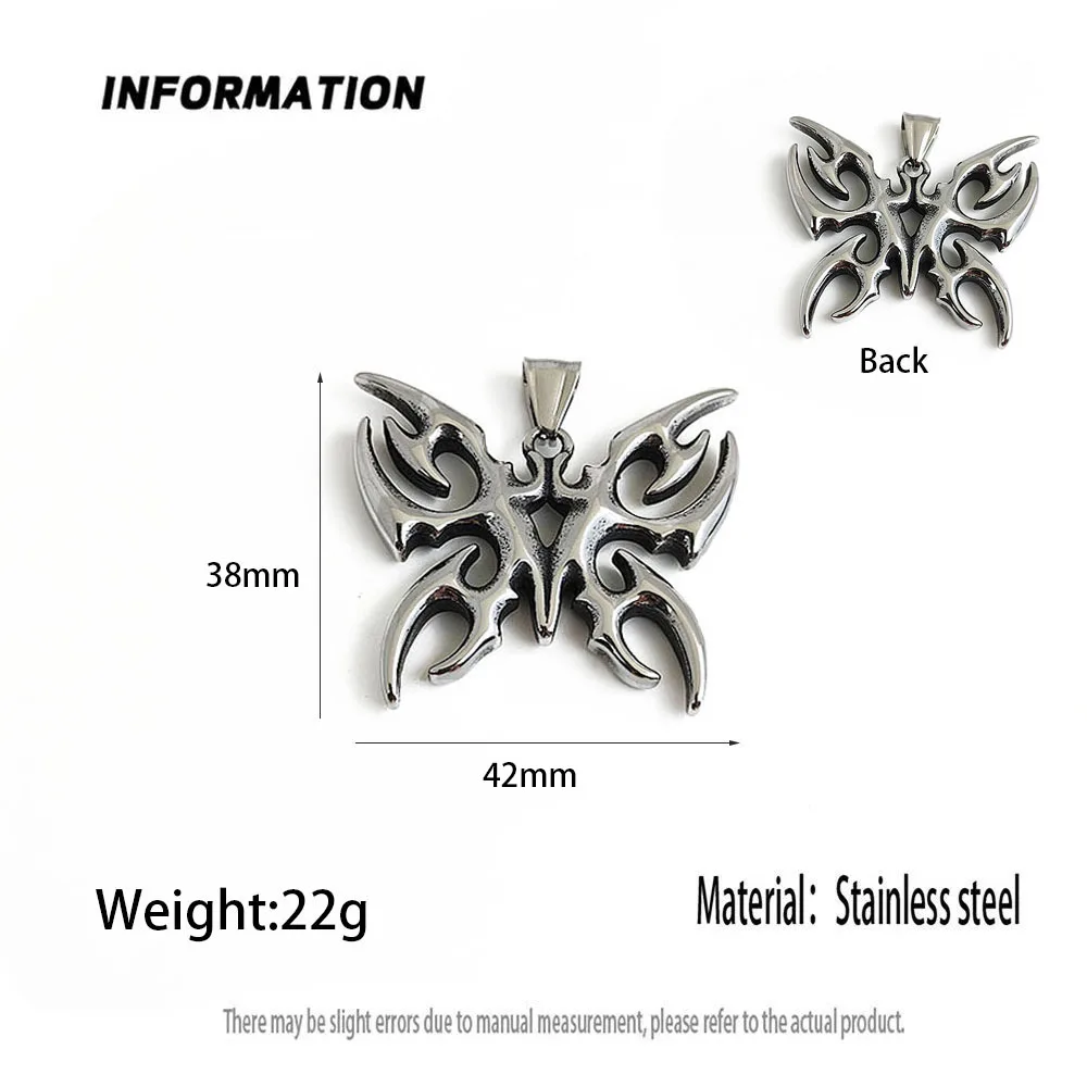 Retro cast butterfly stainless steel pendant, waterproof and non-fading blackening process, necklace keychain accessory