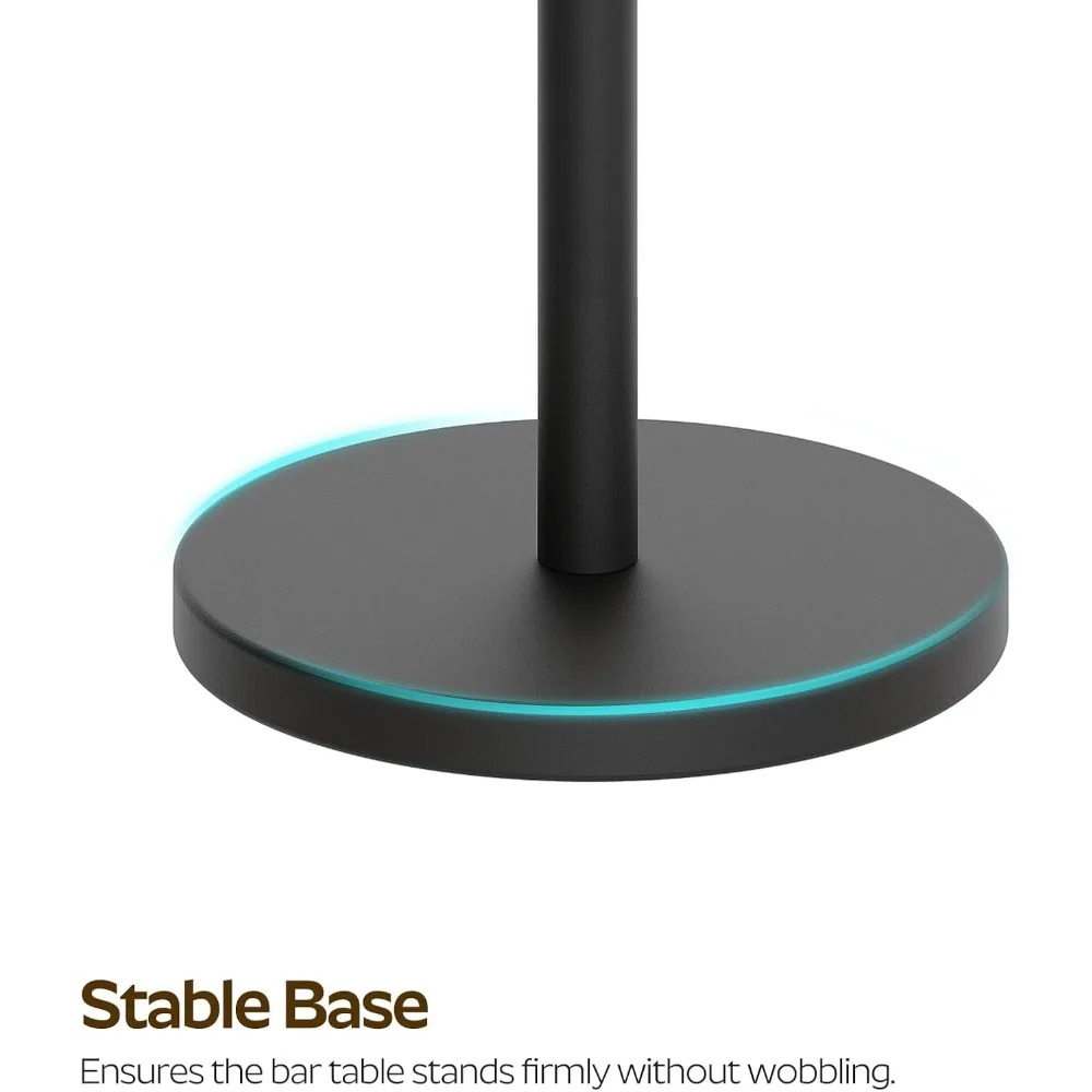 Metal Frame Round Bar Table Set for 2, Counter Height, Suitable for Bistro, Dining, Living Spaces