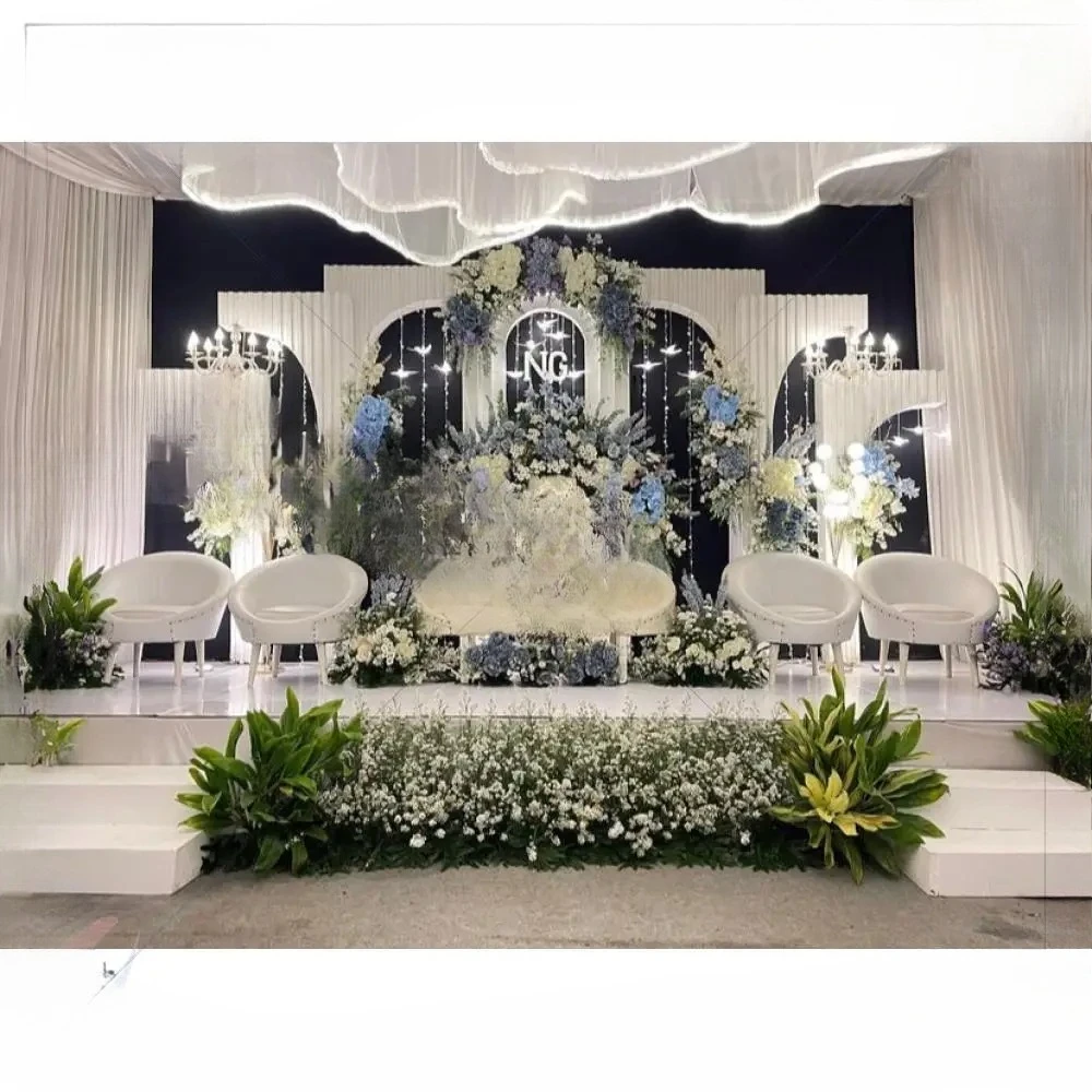 Wedding Party Supplies Events Pvc Unique Design Arch Ripple Backdrop White Wedding Arch Stage Backdrop Wall On Sale