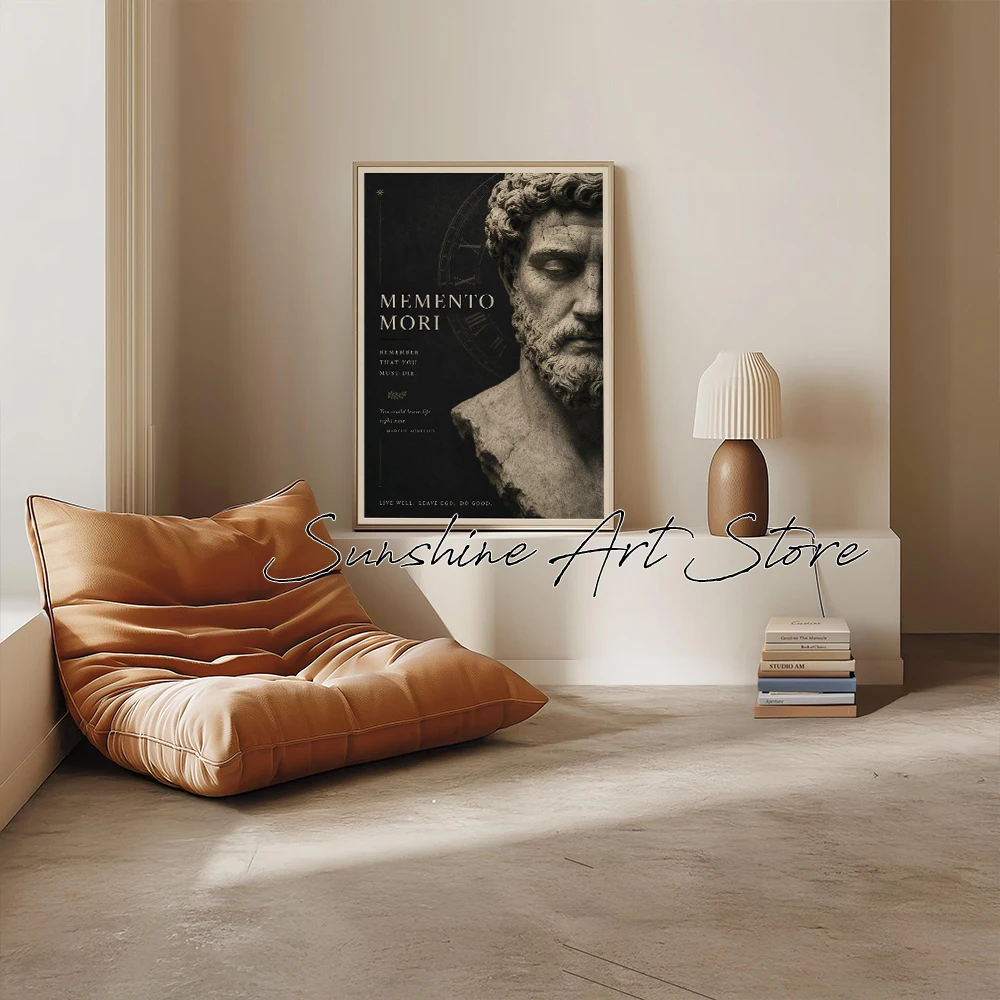Memento Mori Quote Ancient Rome Aesthetic Poster Stoic Wall Art Marcus Aurelius Canvas Painting Philosophy Inspired Wall Decor