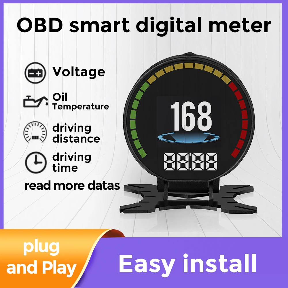 

NEW GPS HUD Car Head Up Display OBD2 Smart Digital Meter Plug and Play Voltage Oil Temperature Driving distance OBD Scanner