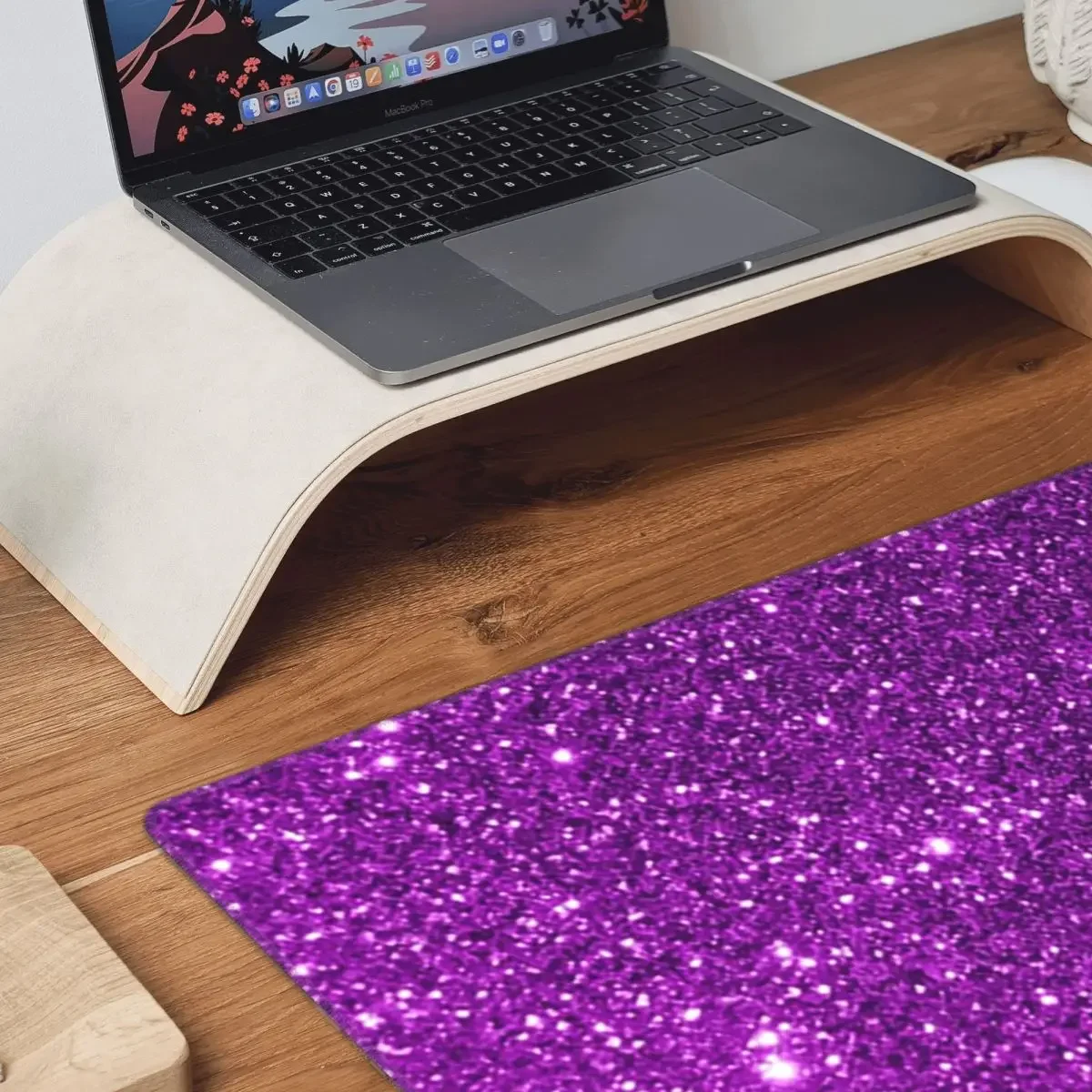 Purple Sparkly Glitter Large Mouse Pad Computer Keyboard Mouse Mat Gamer PC Laptop Desk Mat Office Accessories Table Mats