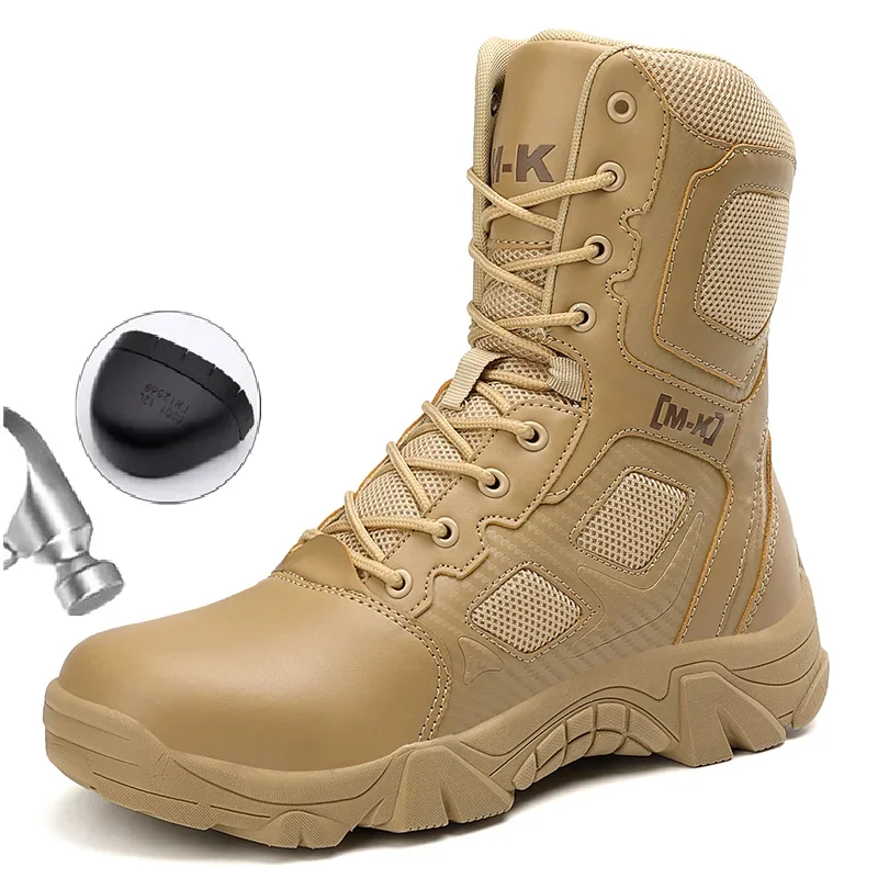 Men's Work Safety Shoes Steel Head Indestructible Work Boots Men Military Combat Boots Anti-Smashing Puncture-proof Safety Boots view 3
