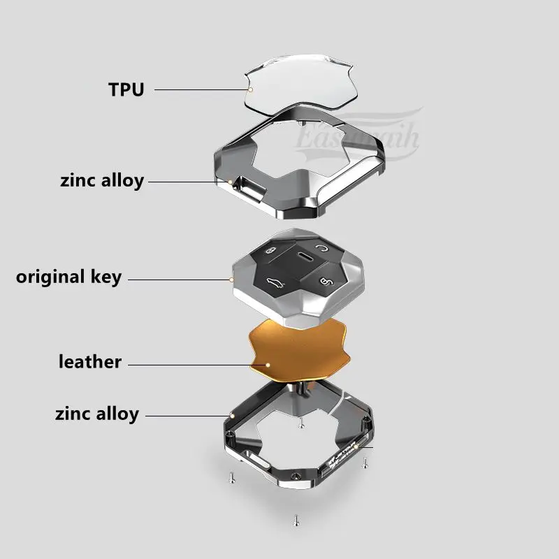 Car Zinc Alloy Leather Key Case For Chery Jetour Traveller 2023 2024 Jetour T2 Key Full Cover Prtective Holder Chain Decorations