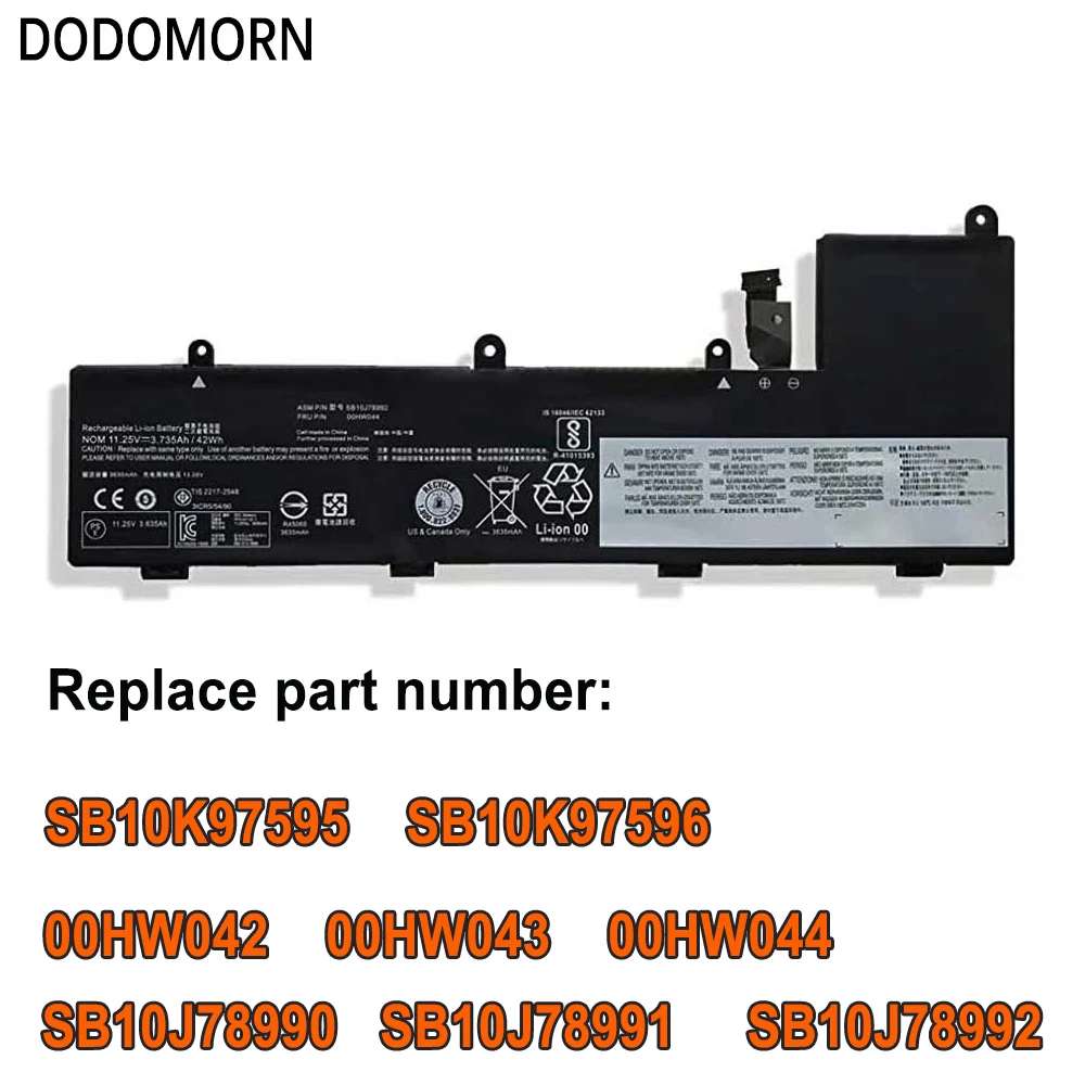 DODOMORN 00HW044 Laptop Battery For Lenovo ThinkPad Yoga 11e-20GC Yoga 11e-20GE Yoga 11e 20LQ SB10J78990 00HW042 SB10K97595 42Wh