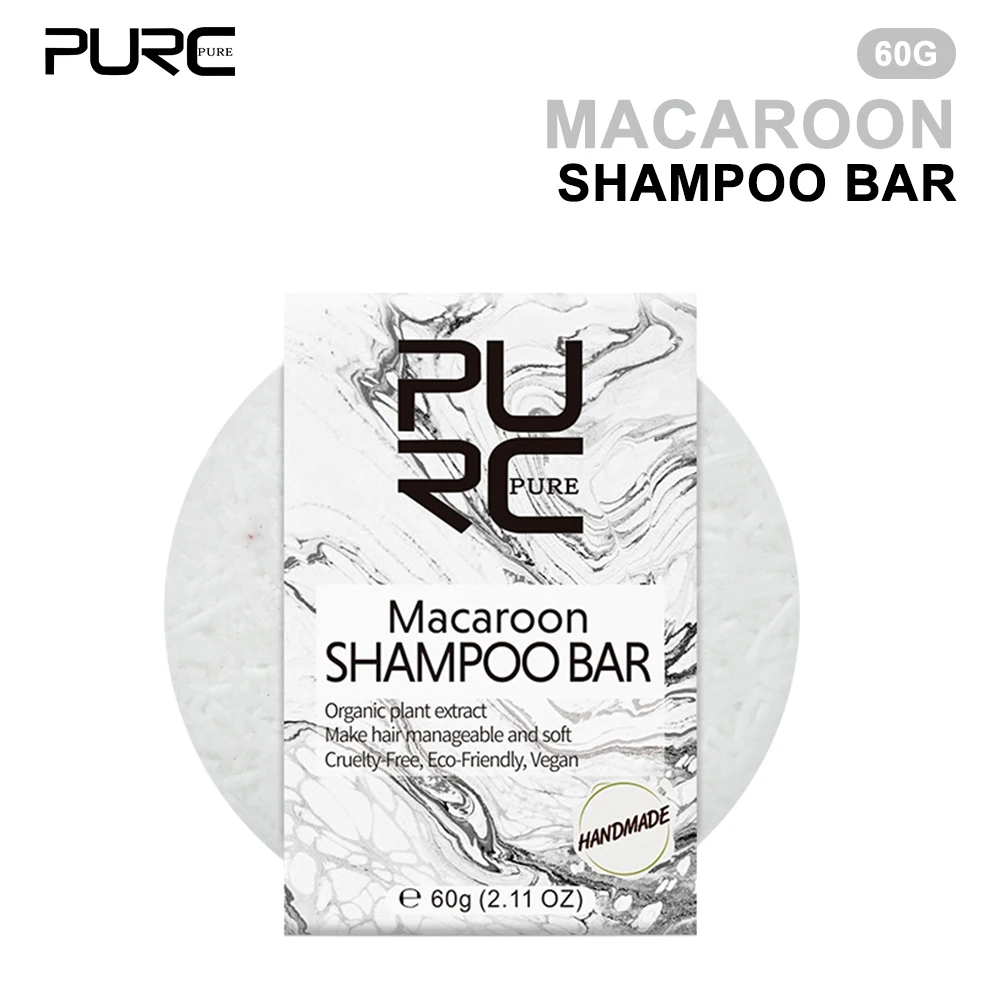 PURC Macaroon Solid Shampoo Handmade Soap Make Hair Soft Daily Shampooing Care For Women Men Travel Shampoo 60g