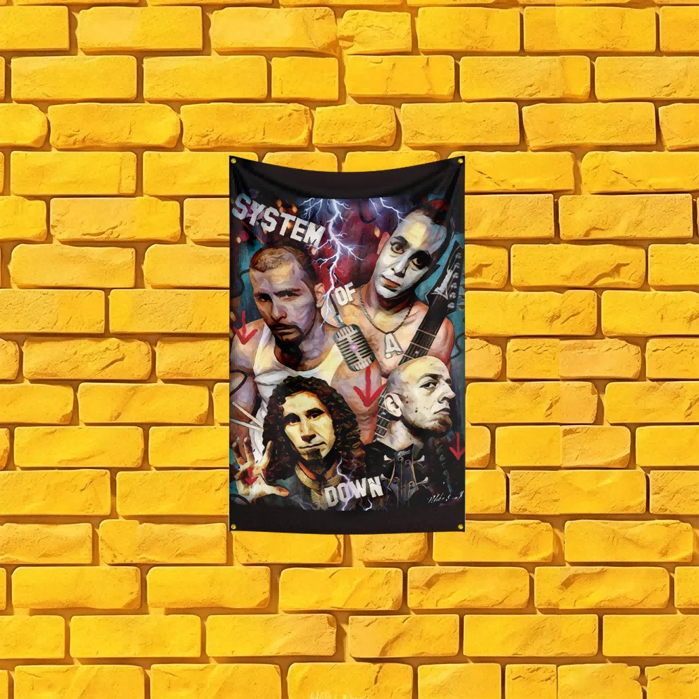 System of a Down Style Rock Flag 3x5 FT 90x150cm Polyester Wall Hanging For Concert Decor Music Lover