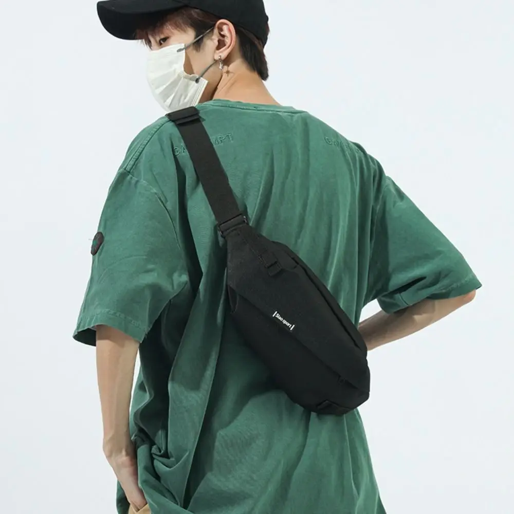 

Large Capacity Nylon Panelled Waist Packs Trendy Zipper Crossbody Bag One Shoulder Lightweight Men Waist Belt Bags Commuting