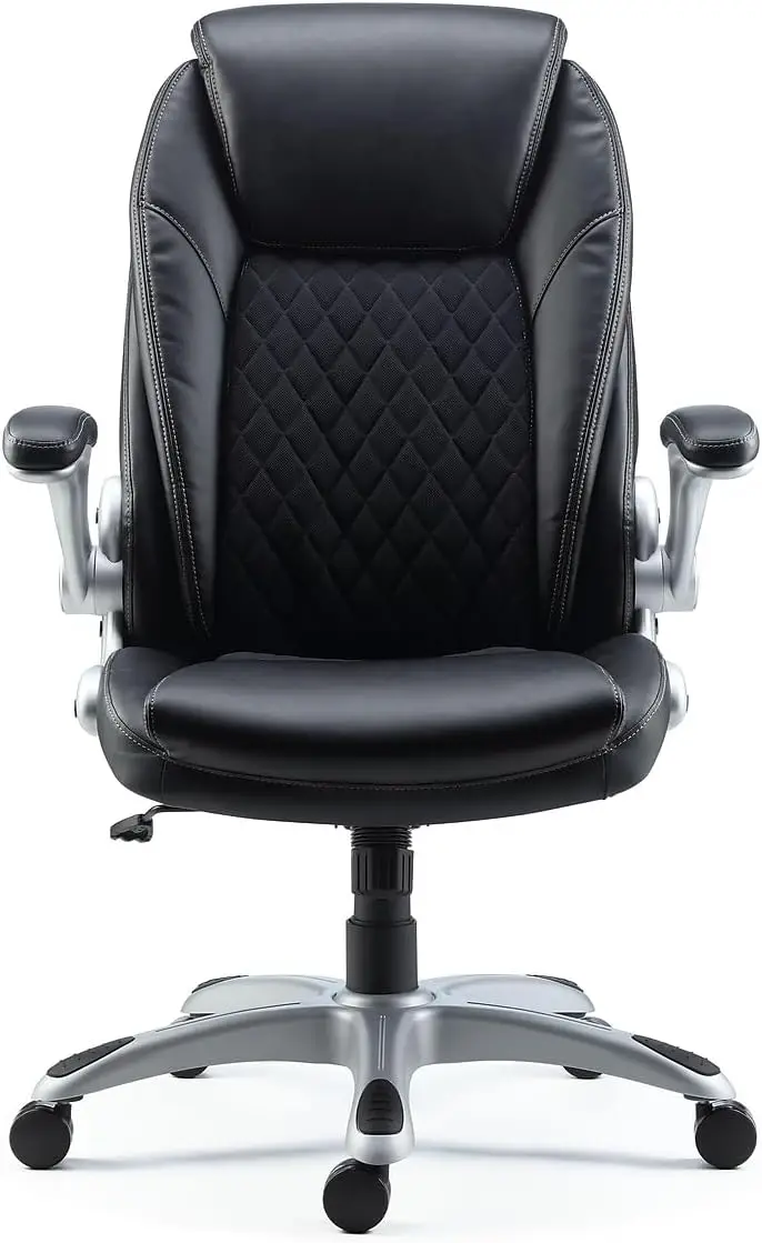 

Bonded Leather Chair (Black, Sold as 1 Each) - Adjustable Office Chair with Plush Padding, Provides Lumbar, Arm and Head Support