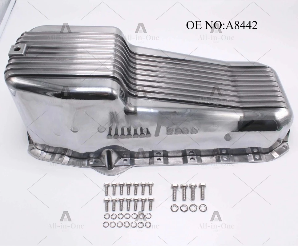 58-79 New Finned Polished Aluminum Oil Pan Small Block 283 305 327 350 A8442 VA1962