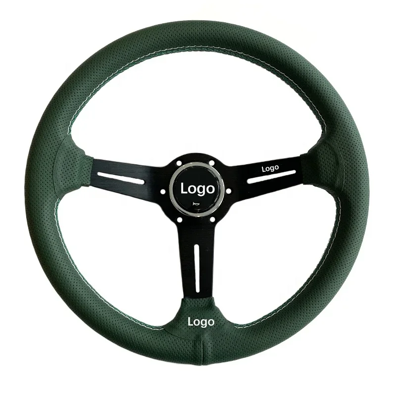 Universal 14inch 350mm Car Leather Deep Dish Steering Wheel Racing Sport Modified Car Steering Wheel