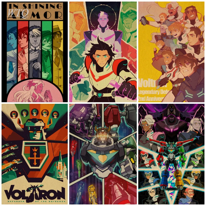 Japan Anime Voltron Retro Poster Anime Posters Wall Decor Posters Home Decor Wall Art Canvas Painting Photos for Children's Room