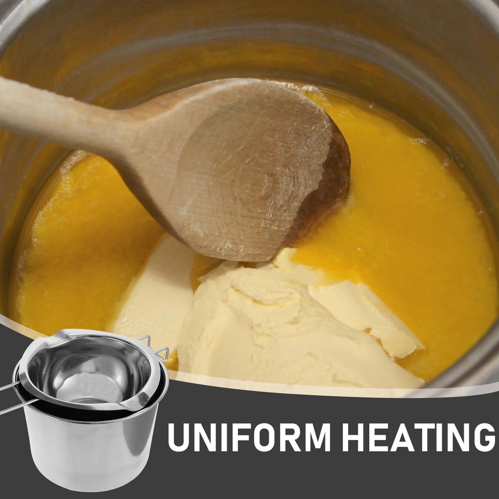 

Stainless Steel Chocolate Melting Pot 201 Material 16CM Outer Pot Lid for Butter Cheese Caramel Wax Melting Proper Temperature