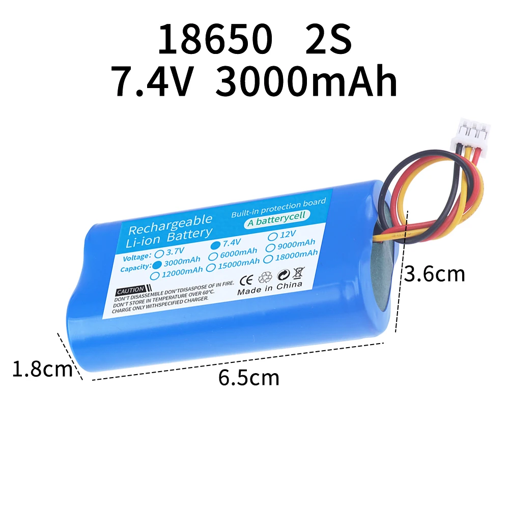 3.7V 7.4V 11.1V 12V 18650 12000mAh met draden Lithium-ion oplaadbare batterij met PCB voor Bluetooth Speaker zonne-koplampen - afbeelding 1