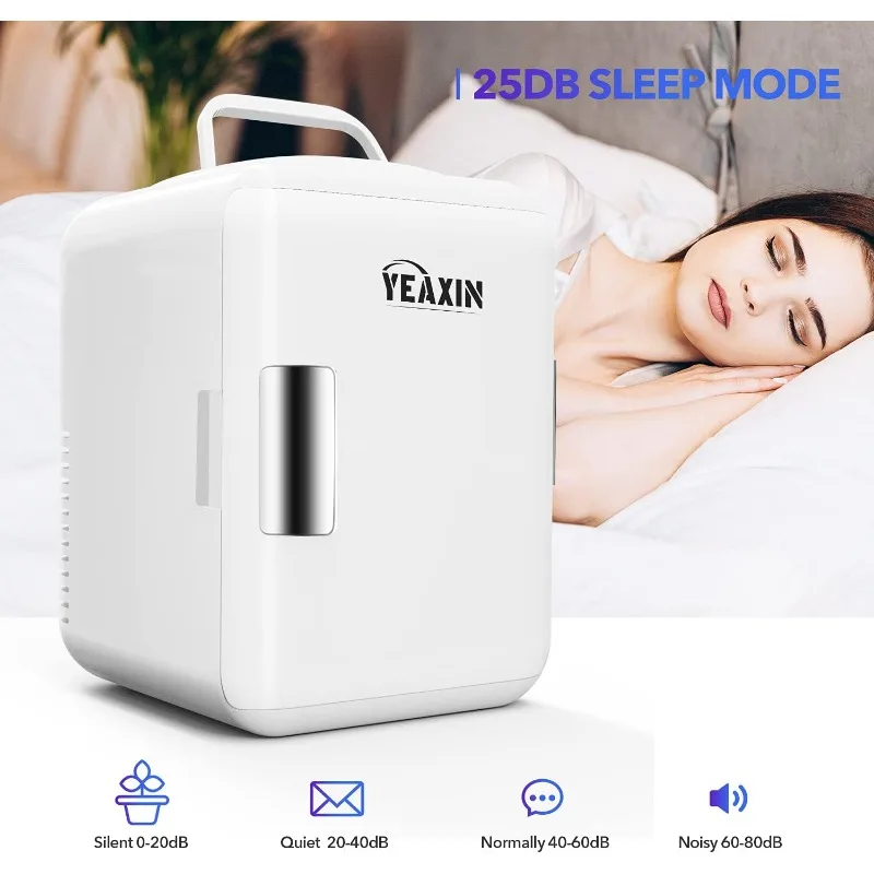 ثلاجة صغيرة 4 لتر/6 علبة ثلاجات مدمجة مبرد محمول وساخن تيار متردد/تيار مستمر للعناية بالبشرة والمشروبات والأدوية