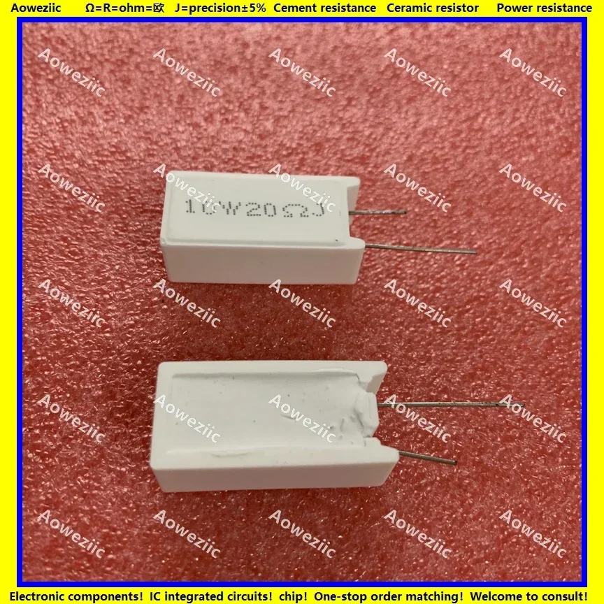 

10 шт. 10W20RJ RX27-5 вертикальное сопротивление цемента 10 Вт 20 Ом 20R 20RJ 10W20R керамическое сопротивление точность 5% сопротивление мощности