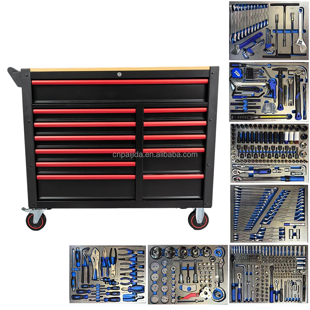 

12 Drawers Trolley With 526pcs Tools In 7 EVA Foam Trays OEM Customizable Auto Cart Set For Garage (3-Year Warranty)ATV&UTV