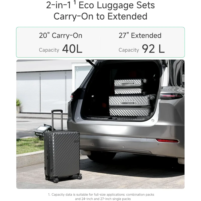 LUGGEX Luggage with Spinner Wheels, Polycarbonate Expandable Hard Shell Suitcase, Checked Large 28 Inch, Blue