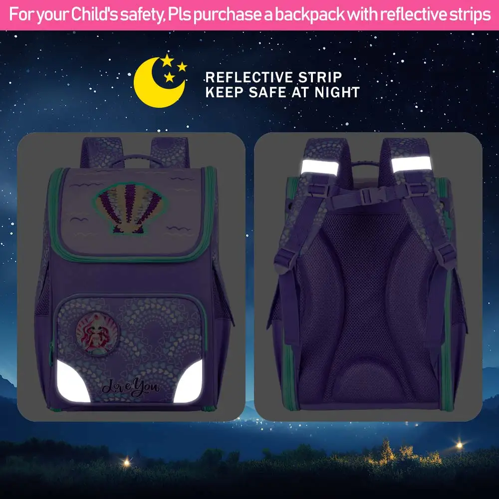 Beautiful Purple Shell Backpack Designed for Girls