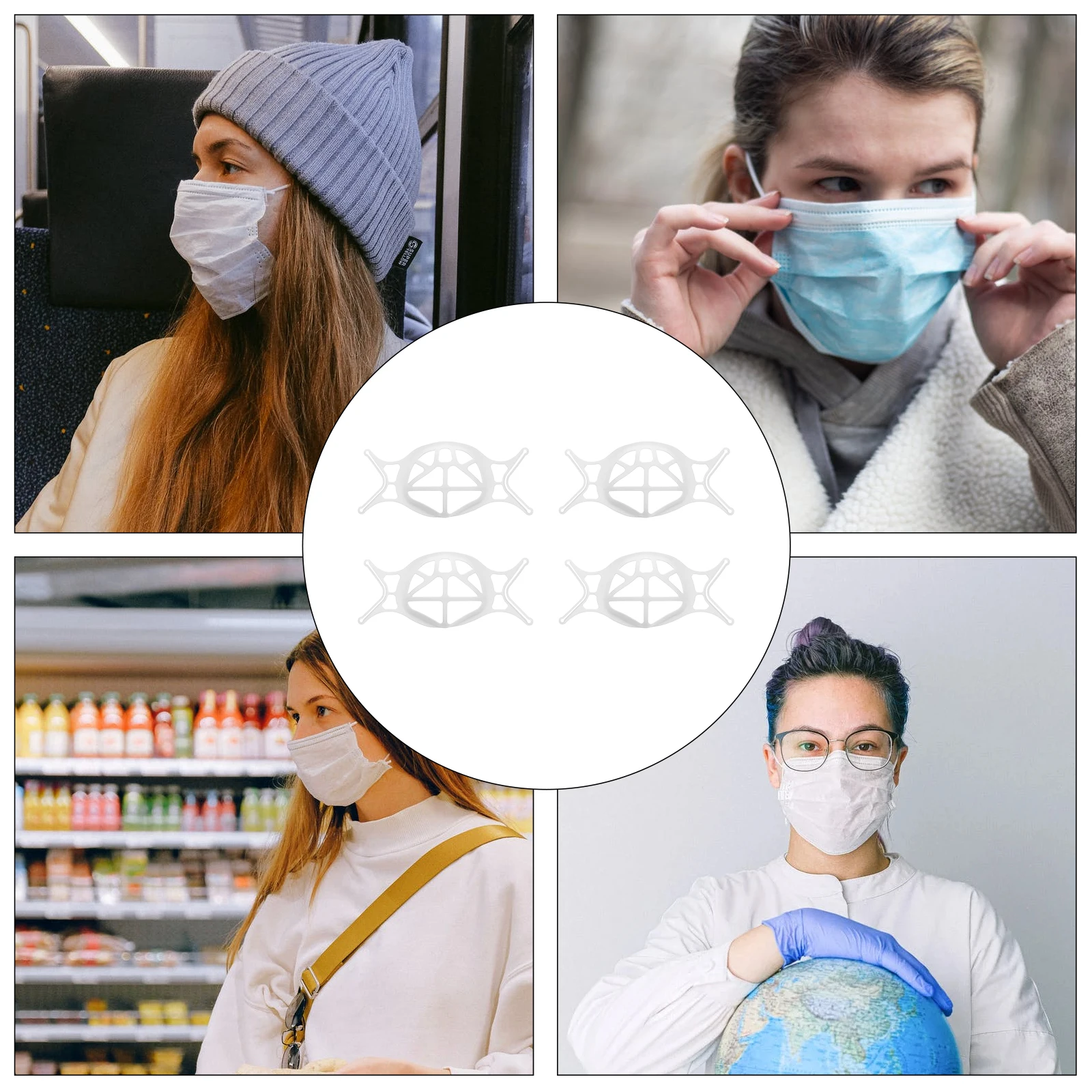 

4 PCS Breathable Mask Bracket Masks Holding Stand Make up for Holder Stands White Lipstick Saver