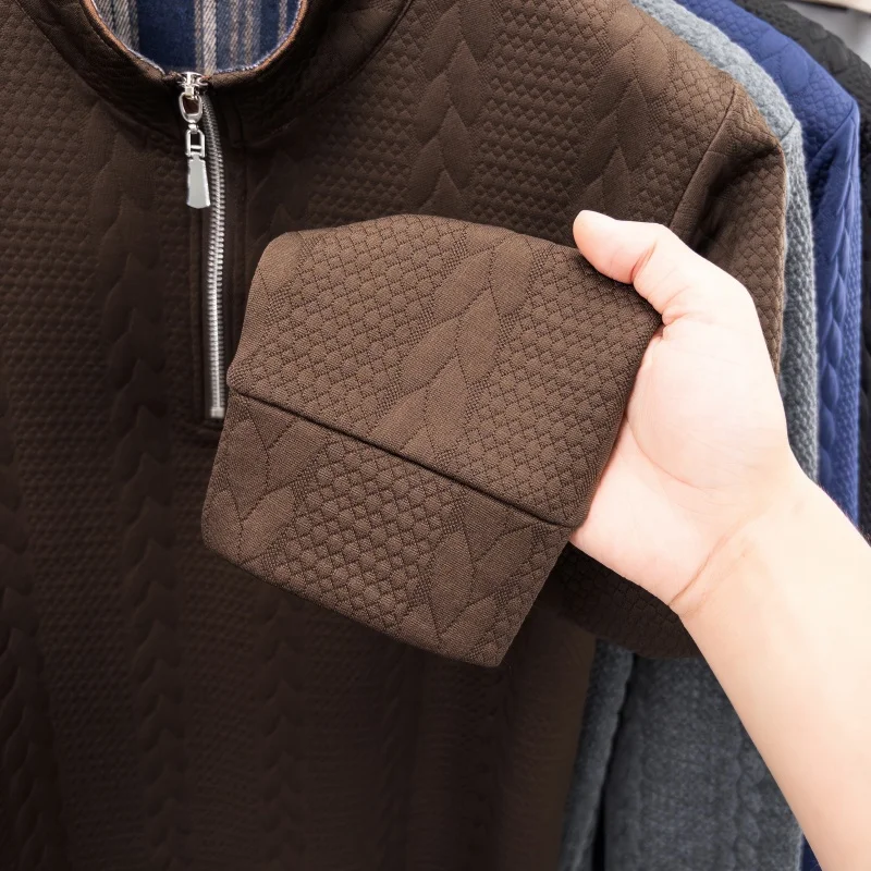 Designer Original Men's Long Sleeve Knitted Pullover Half Zip Stand Collar Soft Warm Casual Classic Fashion Autumn Winter Men's