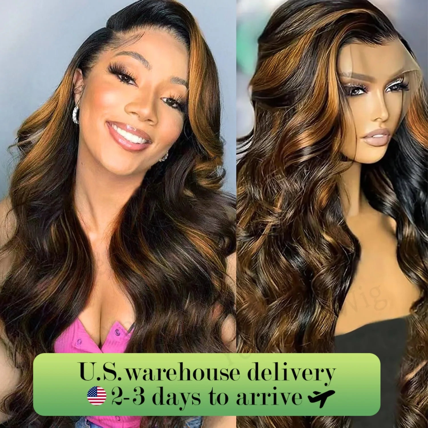 Honey Blonde Lace Front Wig Body Wave 13x4 Lace Glueless Wig Pre Plucked 1B/30 Colored Wig Lace Frontal Wig For Women 22 Inch