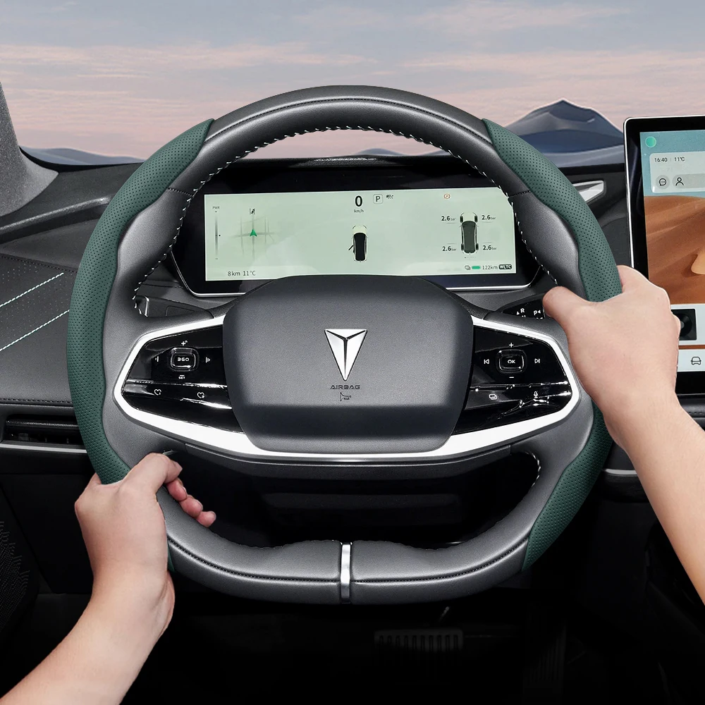 

Подходит для глубоких дышащих отверстий, кожаный чехол на руль, сегментированный быстросъемный дизайн S07 L07, автомобильные аксессуары, авто