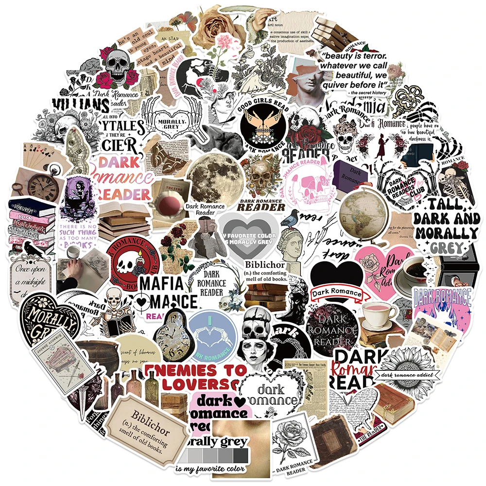 10/30/50/100 Stück Dark Romance Reader Graffiti-Aufkleber Retro Ästhetische Kunst-Sticker für Wasserflaschen Gitarre Tagebuch Handy Dekorationen Verpackung